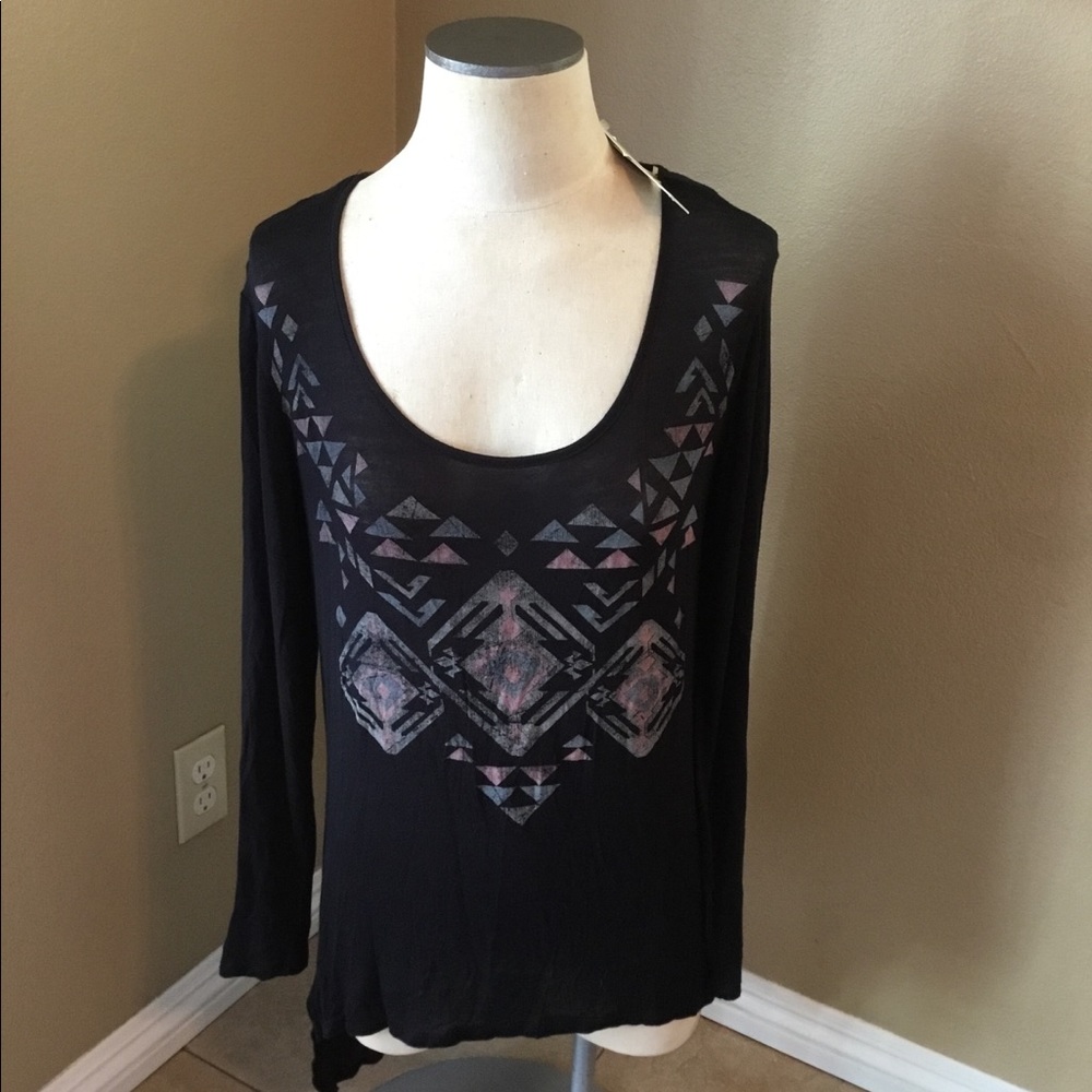 NWT American Rag black sheer long sleeve blouse